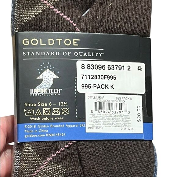 Gold Toe Argyle Dress Socks, 4 Pairs, Neutral Tones, Size M/L, NWT - Picture 4 of 9